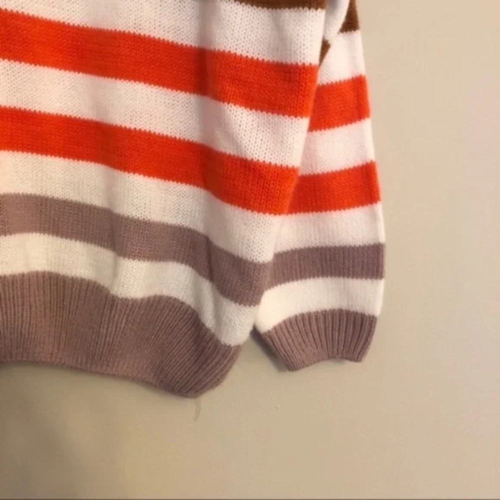 Striped Long Sleeve Chunky Knit Sweater - Picture 2 of 7